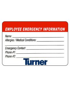 Turner Emergency Medical Info Stickers