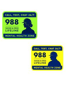 988 Suicide & Crisis Lifeline Hard Hat Sticker - Qty 50