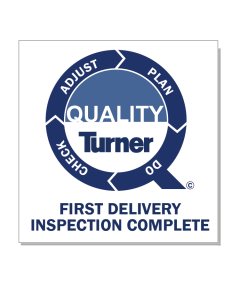 Turner First Delivery Inspection Sticker 4"x4"
