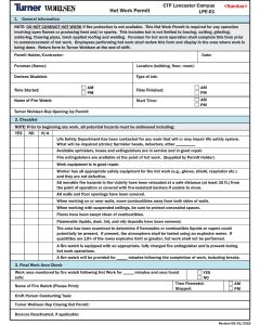 Turner Wohlsen - Hot Work Permit
